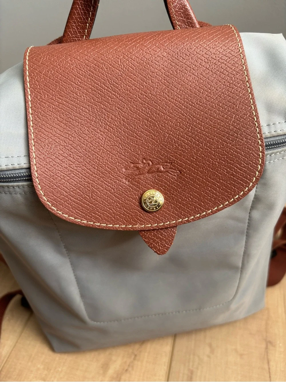 Longchamp Le Pliage Original Nylon Backpack In Grey